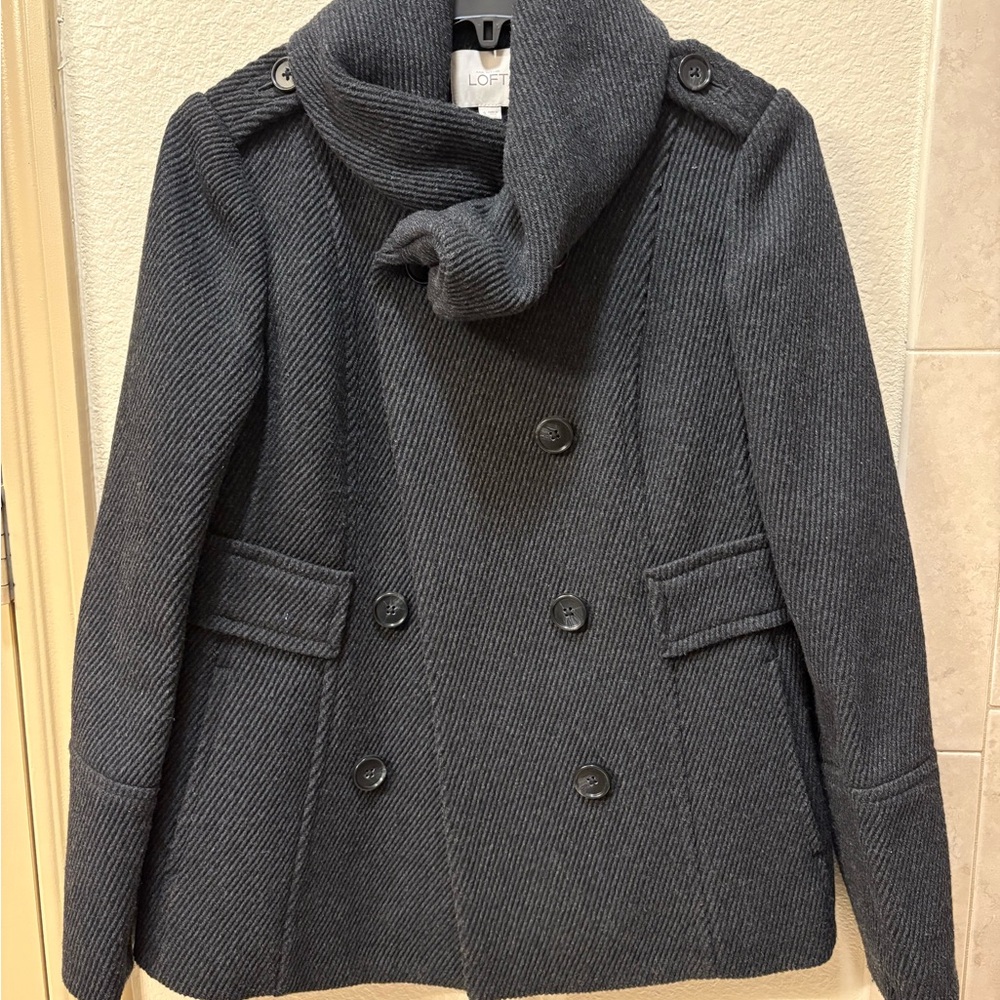 LOFT Dark Gray Double-Breasted Coat